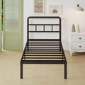 36 cm hohes stabiles Metall-Einzelbett mit dekorativem Kopfteil, minimalistisches Schlafmoebel 75 x 190 cm