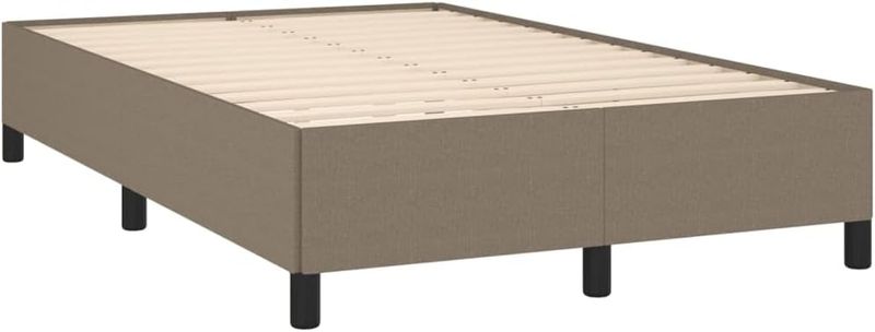 Taupe-farbenes Stoff-Doppelpolsterbett mit stabilen Stuetzfuessen und integriertem Lattenrost, stilvolles zeitgemaesses Schlafzimmermoebel 120 x 200 cm